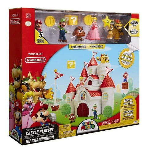 Imagen 1 de 6 de Castillo Mushroom Kingdom Deluxe Mario Bros Nintendo Figuras