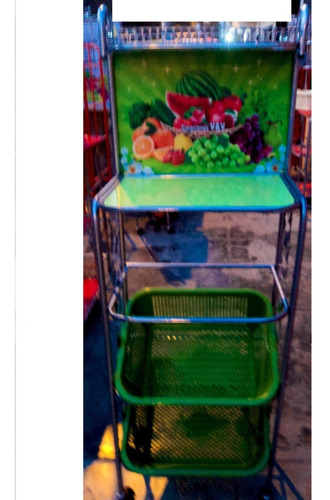 Verdulero Frutero De Metal 3 Niveles Con Mesa Y Repisa
