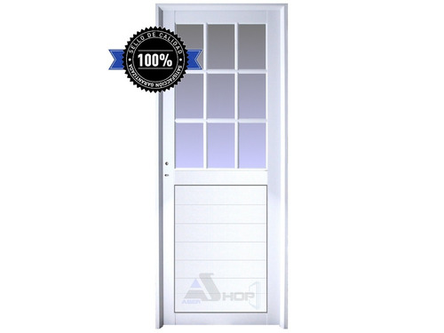 Imagen 2 de 8 de Puerta Aluminio 80x200 M511 Mitad Vidrio Repartido Promo