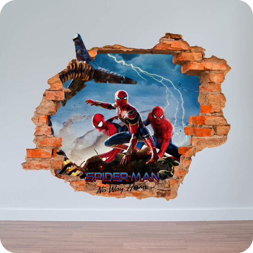 Vinilo 3d Pared Rota Spider Man No Way 100x120