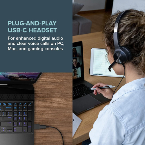 Auricular Creative Chat Usb Noise Cancelling Usb-c Color Negro Color De La Luz Negro