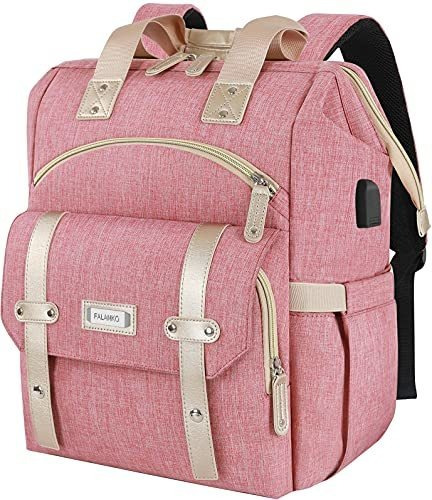 Mochila Impermeable Para Laptop De 17 Pulgadas Color Rosa