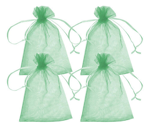 Bolsa Para Regalo De Organza, Mxpfg-004, 4 Pzas, Tela, Verde