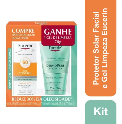 comprar Kit Protetor Solar Facial Sun Oil Control Fps 60 E Gel Limpeza Dermo Pure Oil Control Eucerin