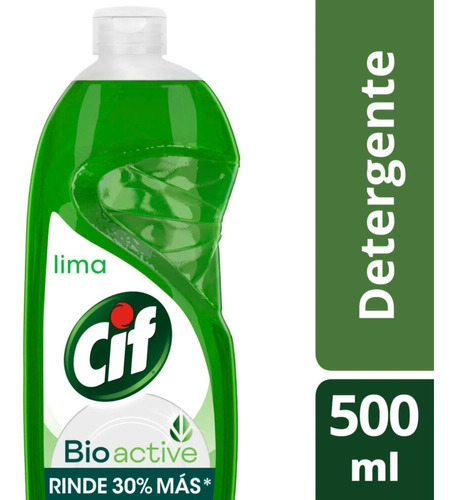 Detergente Bio Active Lima Cif En Botella 500 ml
