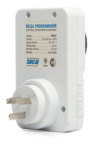 Imagen 3 de 8 de Timer Mecanico Programable Sica Analógico Enchufable 10a