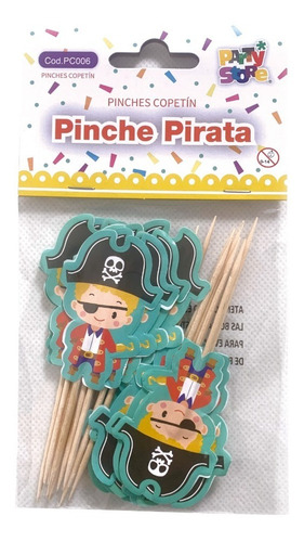 Pinche Cupcake Copetin Pirata X20 Uni Decoracion Cumpleaños