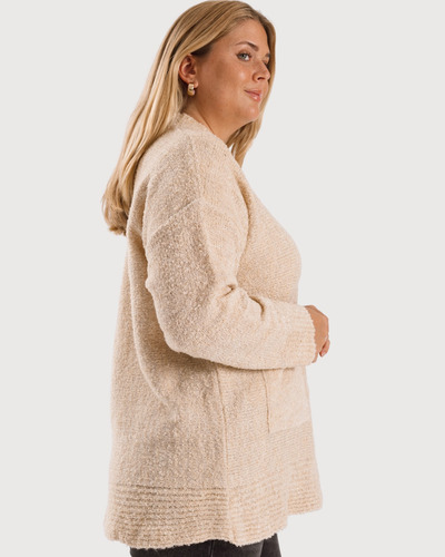 Sweater Boucle De Mujer Liso Mangas Largas Talles Especiales