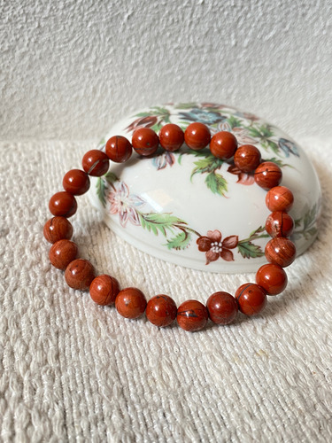Pulsera Jaspe Rojo 8 Mm Elimina Energía Negativa Marrón 6 Cm 18 Cm