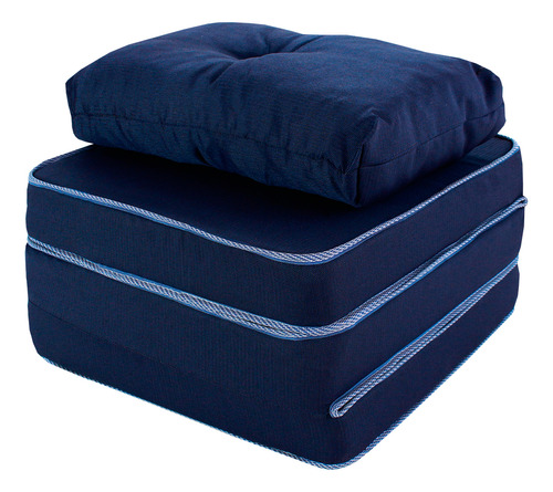 Puff Multiuso 3 Em 1 Solteiro D33 Azul Com Travesseiro 