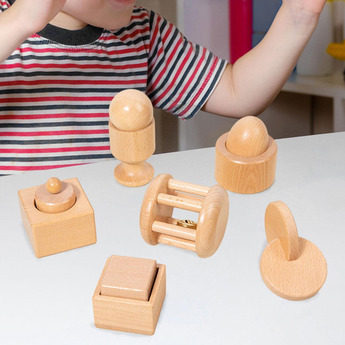 6x Juguetes De Madera Para Bebés, Juguete Agitador De