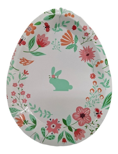 Plato Polipapel Huevo Pascuas Conejo Flores Florcitas X8