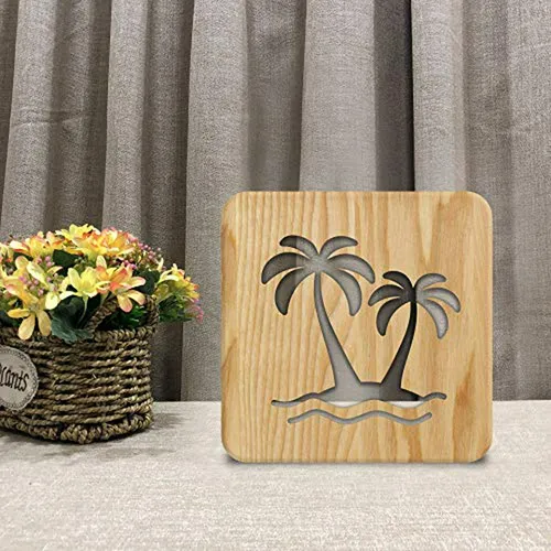 Lámpara Led 3d De Madera Islas: Decoración Creativa Para Reg