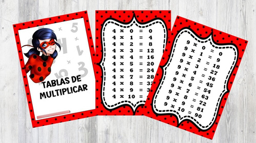 Imagen 2 de 4 de Tablas De Multiplicar Para Cotillones Minecraft Ladybug