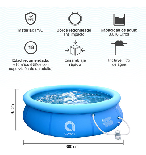 Piscina Inflable Prompt Set Con Filtro 3618 L 76x300 Cm