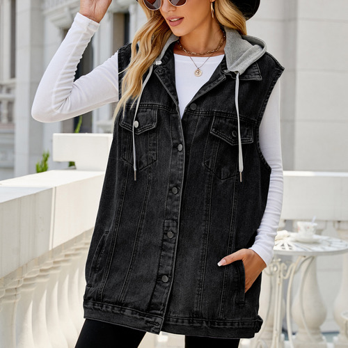Chaqueta Moderna Con Capucha Y Bolsillos Con Botones Y Boton
