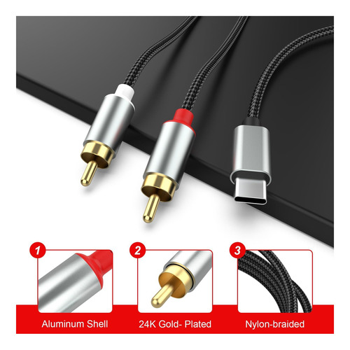 Cable De Audio Rca Usb C A 2 Rca, Type C A Dual Rca Stereo