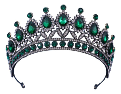 Corona Barroca Verde Para Xv Quinceañera Disfraz Reina Novia