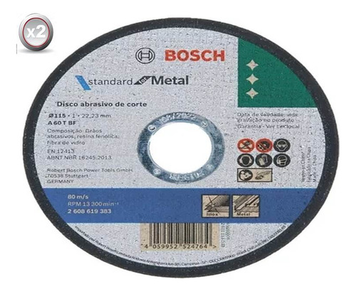 Disco De Corte Metal 4 1/2 X 3/64 X 7/8 Bosch Orig. X 2unid