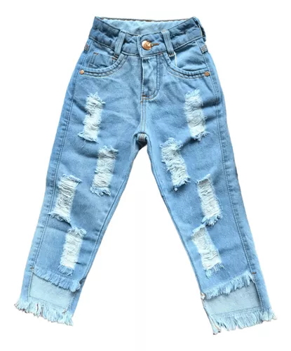 Roupa Infantil Calça Jeans Jogger Destroyed Rasgada Menino Juvenil