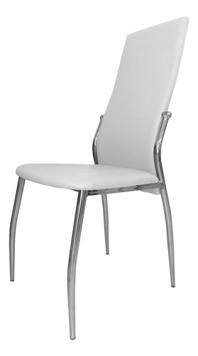Silla De Caño Reforzada Cromo Tapizada Comedor Cocina Metali Estructura de la silla Tapizado Blanco