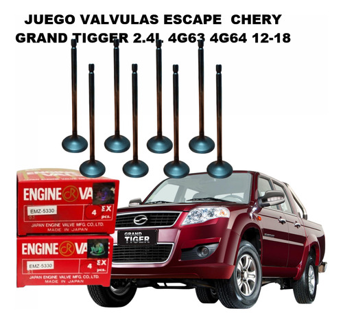 Juego Valvulas Escape  Chery Grand Tigger 2.4l 4g63 4g64 12-