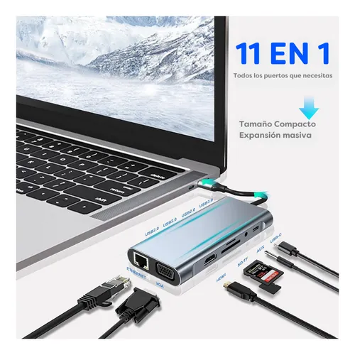 Hub 11 En 1, Tipo C Adaptador Usb C A Hdmi Vga, Ethernet