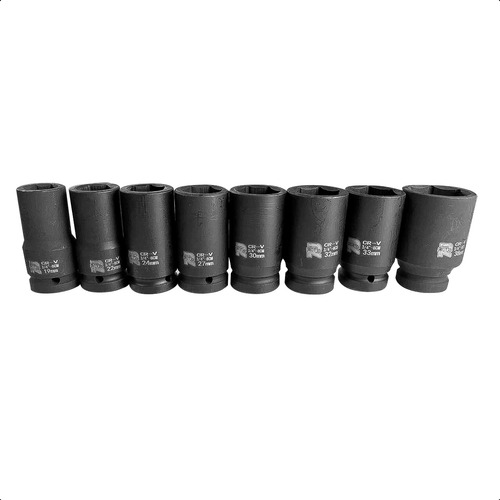 Kit Soquete Impacto Curto Sextavado Enc 3/4 8 Pçs 19 - 38mm
