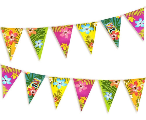 Fepito Pack De 2 Banderines Hawaianos Luau Tropical Bunting 