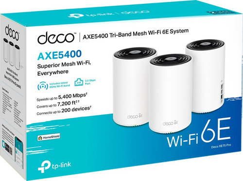 Tp-link Deco Xe75 Pro Axe5400 Tri-band Wi-fi 6e (3-pack) Cor Branco 110v/220v