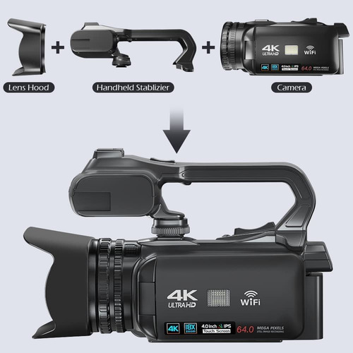 Cámara De Vídeo 4k De 64mp, Videocámara Para Youtube,