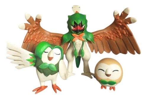 Figure Action Pokemon Trio Rowlet, Dartrix E Decidueye 12cm