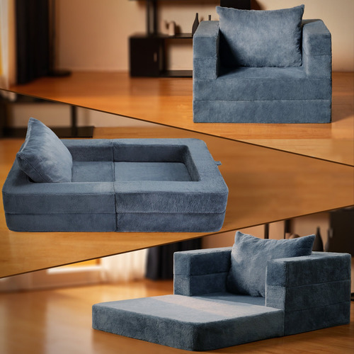 Sofá Cama Plegable Individual 3 En 1, Sillón Con Almohada