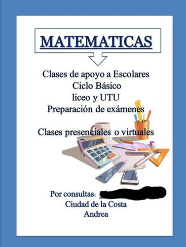 Imagen 1 de 2 de Clases Particulares De Matemáticas En Ciudad De La Costa