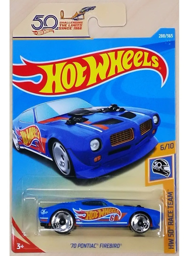 Hot Wheels Escala 1:64 #288 '70 Pontiac Firebird Race Team 6