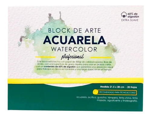Block De Arte Acuarela Profesional Tamaño  Carta X20 H Alpen