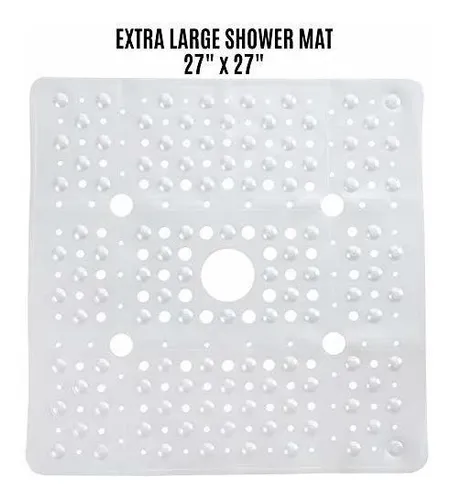 65/% M/ás Grande, 69 cm x 69 cm SlipX Solutions Tama/ño Extra Grande Cuadrado Alfombrilla de Ducha Perla Blanca