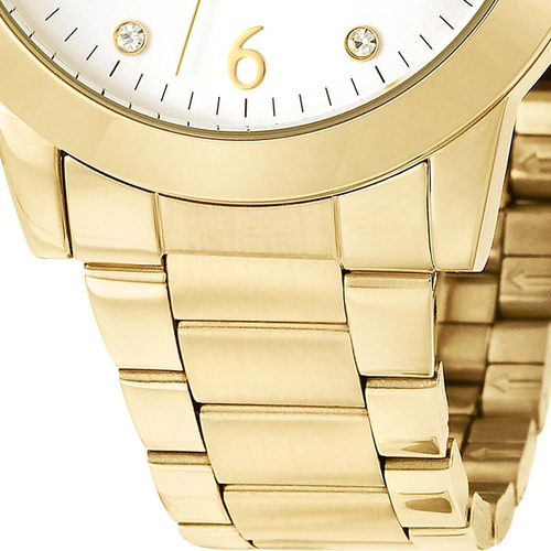 Relógio Champion Feminino Dourado Semi Joia Banhada Ouro 18k Cor do fundo Branco