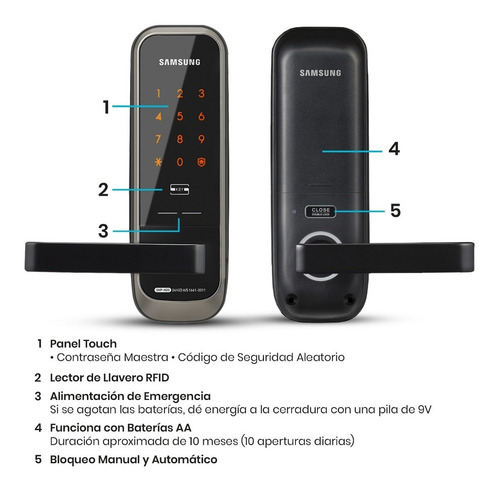 Imagen 4 de 6 de Cerradura Inteligente Mini Samsung Shp-h20. Pin Y Rfid.