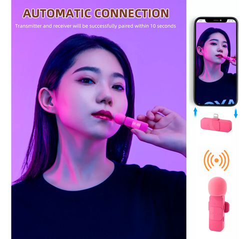 Sistema Microfone Lapela By-v1 P/iPhone 11-14 Rosa Boya