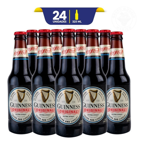 Cerveza Oscura Guinness Original, 24 Botellas De 325 Ml C/u