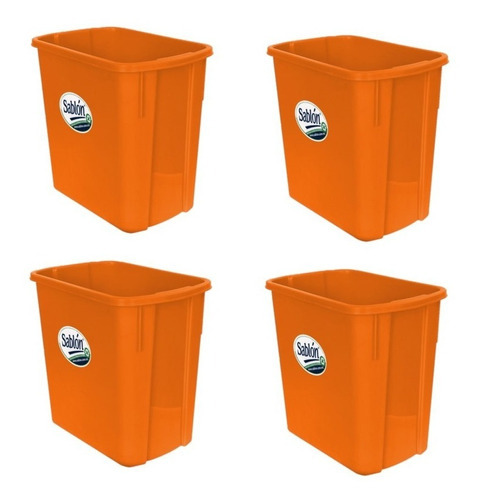 4 Pack Bote De Basura Rectangular 4l Color Naranja