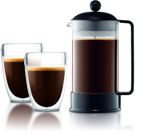 Cafetera Bodum, Con Tapa, Capacidad De 1 Litro, Negro