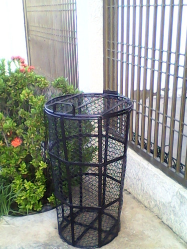Cesta Metálica Con Tapa Para Basura