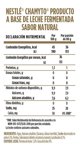 Yoghurt Chamyto Natural 5 Piezas 80g