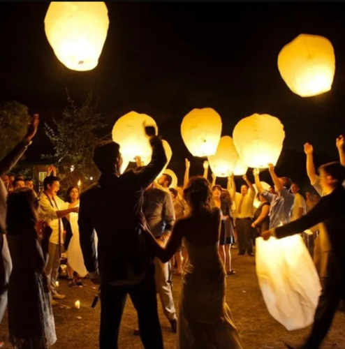 4 Globo Deseo Aerostático D Papel Blanco Grande Playa Fiesta