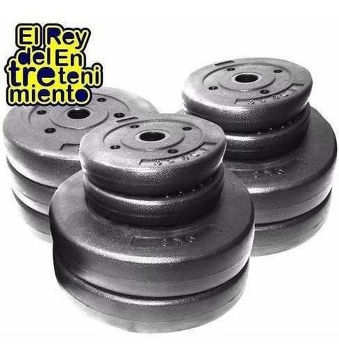 Imagen 2 de 3 de Set Barra Maciza 1.80m +50kg Discos Pesas Importado - El Rey