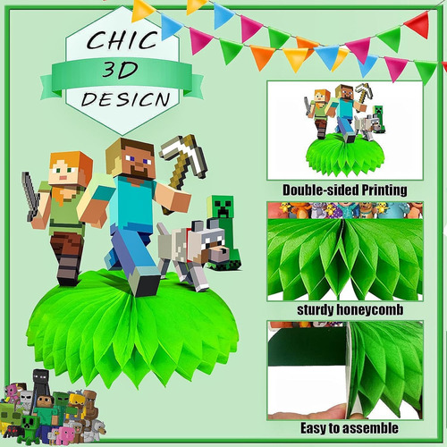 Decoraciones De Fiesta Estilo Píxel 9 Piezas Para Cumpleaños