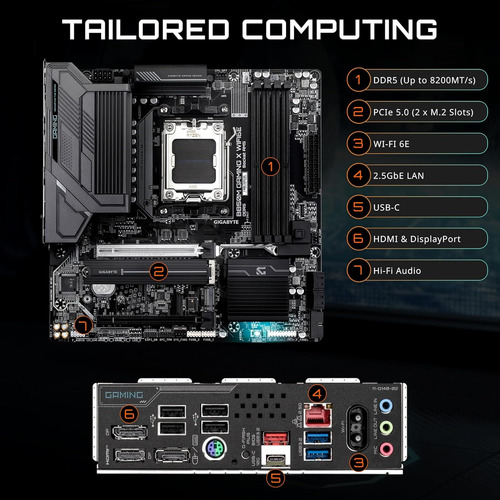 Gigabyte B850m Gaming X Wifi6e Amd Am5 Lga 1718 Motherboa...