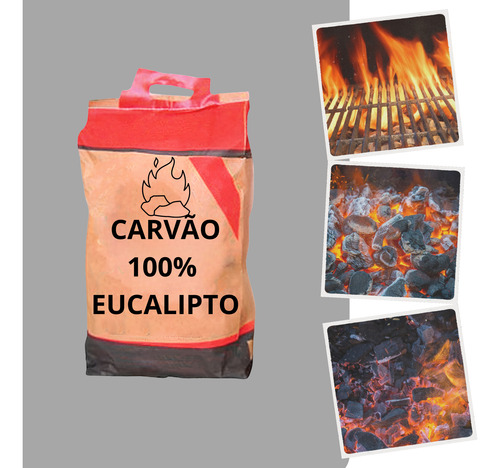 Carvão Vegetal Churrasco Eucalipto 100% Ecologico 10kg